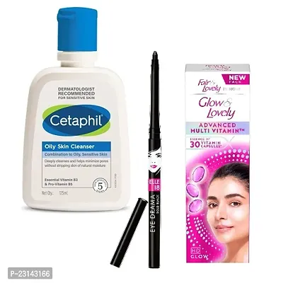 Cetaphil Oily Skin Cleanser125ml,kajal 1,Glow  Lovely 25gm1