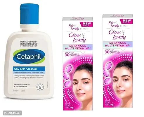 Cetaphil Oily Skin Cleanser 125ml,Glow  Lovely 25gm pack of 2-thumb0