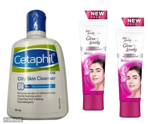 Face Cream Fair Lovely  25gm each pack of 2,Cetaphil Oilly Skin Cleanser125ml