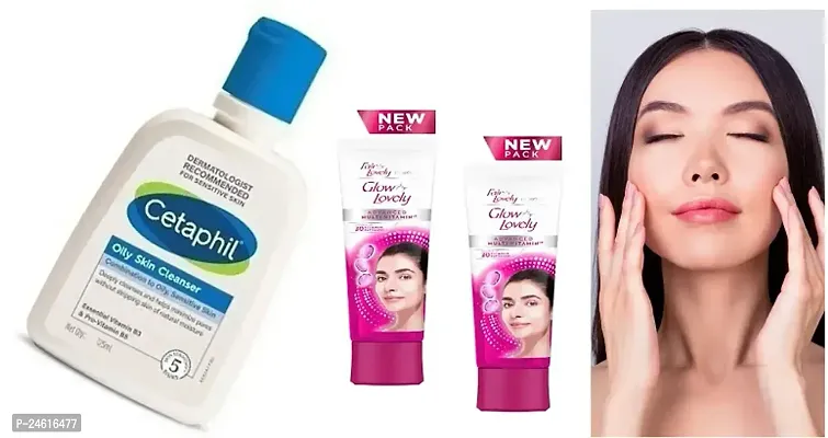 Cetaphil Oily Skin Cleanser 125ml,fair lovely 25gm pack of 2glow and lovely