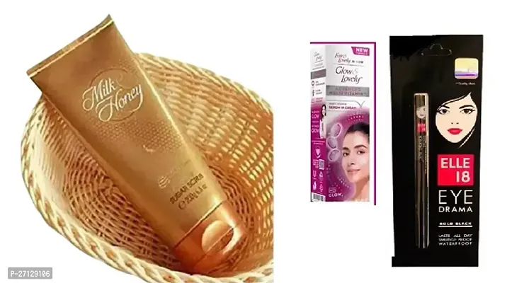 ELLE 18 BOLD BLACK KAJAL,Fair lovely 25g,Oriflame gold scrub 200g-thumb0