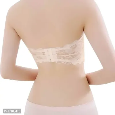 V2 FASHION Women's Cotton Lightly Padded Wire Free Bandeau Bra (lace tube_White, Skin, Black_XL)-thumb5