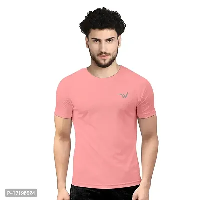 V2 FASHION Men's Round Neck Half Sleeves Regular Dry Fit Gym Sports T-Shirt (Pack of 2) Pink-red-thumb2