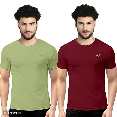 V2 FASHION Men's Round Neck Half Sleeves Regular Dry Fit Gym Sports T-Shirt (Pack of 2)