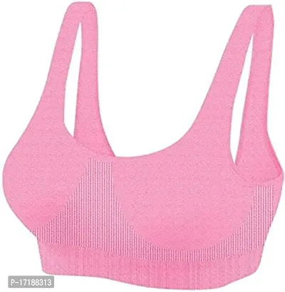 V2 FASHION Women's Nylon, Cotton Non Padded Wire Free Sports, Seamless Bra (vsport_Black, Pink, Rama_Free Size)-thumb4