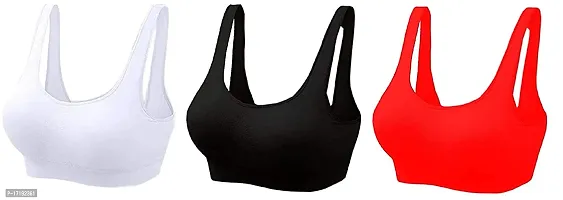 V2 FASHION Women's Cotton Non Padded Wire Free Regular Bra (AIR-BRA_Black, White, Red_X-Large)