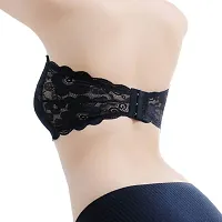 V2 FASHION Women's Cotton Blend Lightly Padded Wire Free Bandeau Bra (lace tube_Black_B)-thumb1