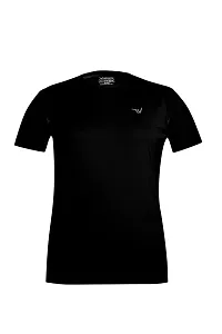 V2 FASHION Men's Round Neck Half Sleeves Regular Dry Fit Gym Sports T-Shirt (Pack of 2) Black-Grey-thumb3