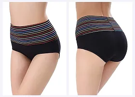 V2 FASHION Women's Multicolor Cotton High Waist Tummy Control Panty-Pack of 3 (Free Size Upto 34 Waist)-thumb1