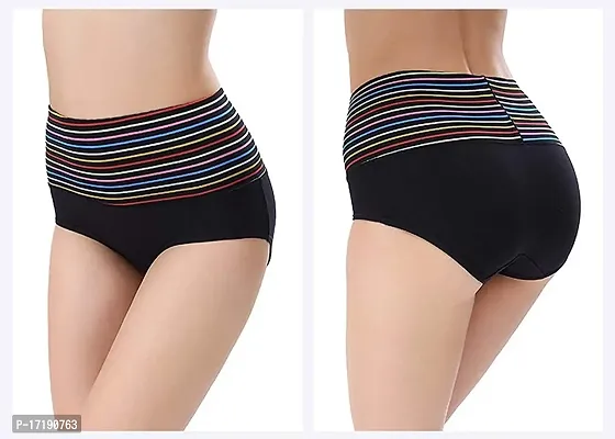 V2 FASHION Women's Multicolor Cotton High Waist Tummy Control Panty-Pack of 3 (Free Size Upto 34 Waist)-thumb2