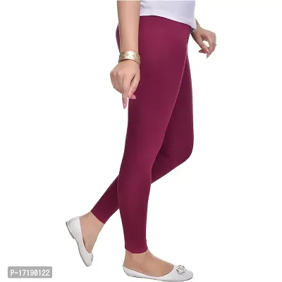 V2 FASHION Cotton Solid Stretchable Leggings for Women (Free Size 30-38) (Free, Purple)-thumb0