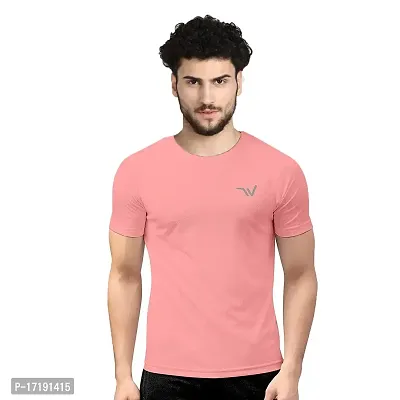 V2 FASHION Men's Round Neck Half Sleeves Regular Dry Fit Gym Sports T-Shirt {Pack of 2} Maroon-Pink-thumb3