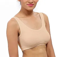 V2 FASHION Women's Nylon, Cotton Non Padded Wire Free Sports, Seamless Air Bra (vsport_Skin_Free Size)-thumb2