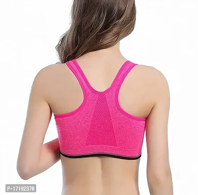 V2 FASHION Front Zip Sport Bra { Free Size 30 to 34 } (Pink, Free)-thumb2