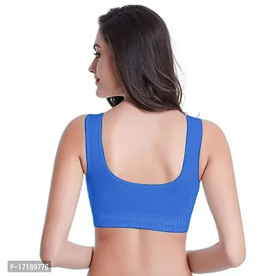 V2 FASHION Women's Nylon, Cotton Non Padded Wire Free Sports, Seamless Air Bra (vsport_Black, Pink, Blue_Free Size)-thumb3