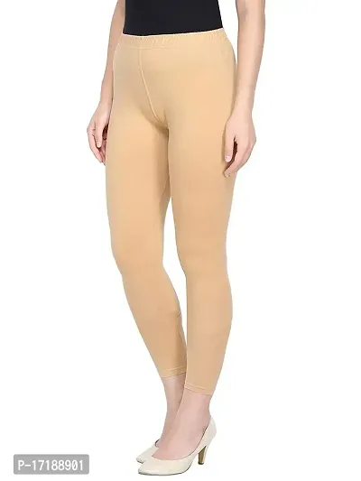 V2 FASHION Cotton Solid Stretchable Leggings for Women (Free Size 30-38) (Free, Skin)-thumb0