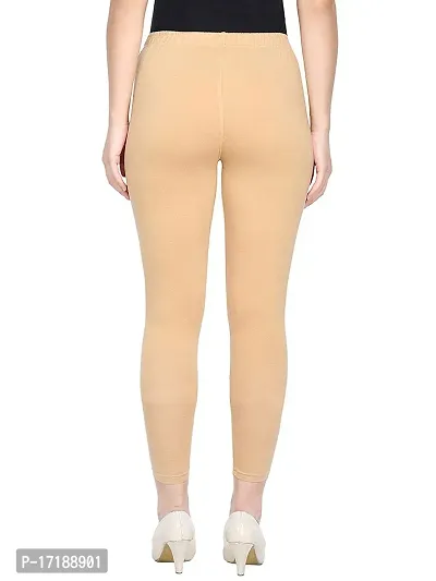 V2 FASHION Cotton Solid Stretchable Leggings for Women (Free Size 30-38) (Free, Skin)-thumb3