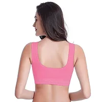 V2 FASHION Women's Nylon, Cotton Non-padded Wire Free Sports Bra (vsport_black, pink, purple_Free Size)-thumb2