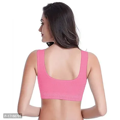 V2 FASHION Women's Nylon, Cotton Non-padded Wire Free Sports Bra (vsport_black, pink, purple_Free Size)-thumb3