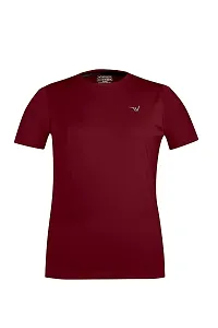 V2 FASHION Men's Round Neck Half Sleeves Regular Dry Fit Gym Sports T-Shirt {Pack of 2} Maroon-Pink-thumb4