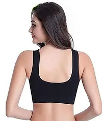 V2 FASHION Women's Nylon, Cotton Non-Padded Wire Free Sports Bra (Air S017_Black, C Green_Free Size)-thumb4