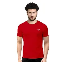 V2 FASHION Men's Round Neck Half Sleeves Regular Dry Fit Gym Sports T-Shirt (Pack of 2) Pink-red-thumb2