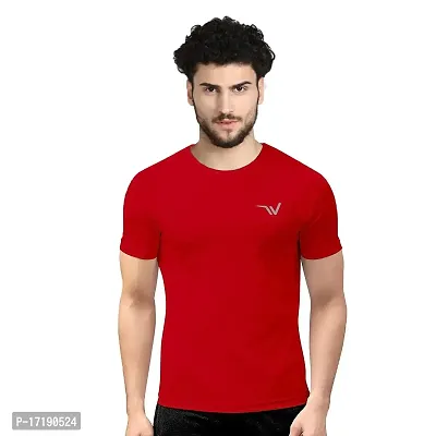 V2 FASHION Men's Round Neck Half Sleeves Regular Dry Fit Gym Sports T-Shirt (Pack of 2) Pink-red-thumb3