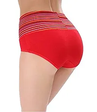 V2 FASHION Women's Multicolored - Panties - Cotton High Waist Tummy Control Panty-Pack of 2 (Free Size Up to 34 Waist) (Skin-Red)-thumb3