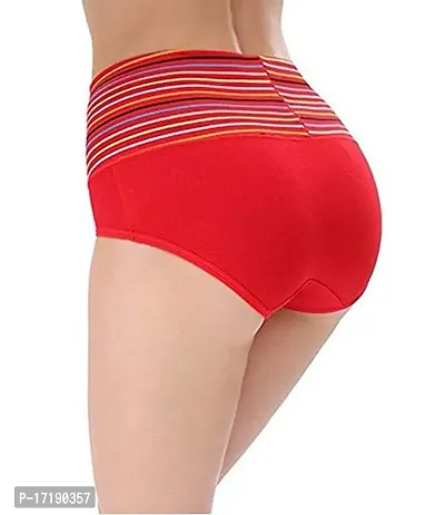 V2 FASHION Women's Multicolored - Panties - Cotton High Waist Tummy Control Panty-Pack of 2 (Free Size Up to 34 Waist) (Skin-Red)-thumb4