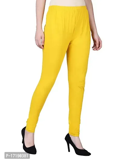 V2 FASHION Cotton Solid Stretchable Leggings for Women (Free Size 30-38) (Free, yallow)