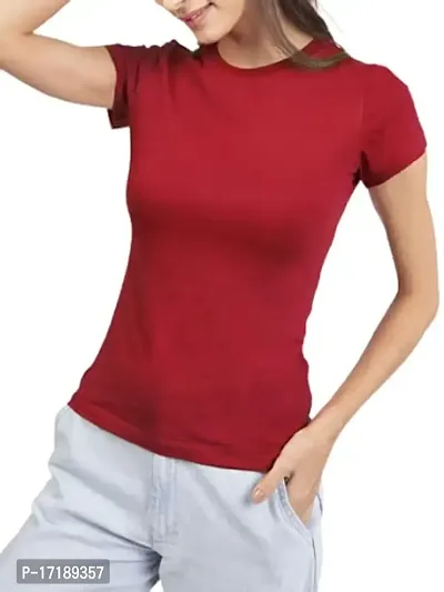 V2 FASHION Women  Girls Half Sleeve-Round Neck Cotton Lycra T-Shirt Branded Comfort