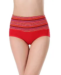 V2 FASHION Women's Multicolored - Panties - Cotton High Waist Tummy Control Panty-Pack of 2 (Free Size Up to 34 Waist) (Skin-Red)-thumb1