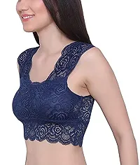 V2 FASHION Styled Fancy Neted Bra { Free Size 30 to 34 } (navyblue, Free)-thumb1