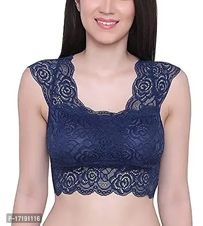 V2 FASHION Styled Fancy Neted Bra { Free Size 30 to 34 } (navyblue, Free)-thumb0