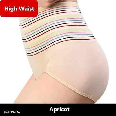 V2 FASHION Women's Multicolored - Panties - Cotton High Waist Tummy Control Panty-Pack of 2 (Free Size Up to 34 Waist) (Skin-Red)-thumb5