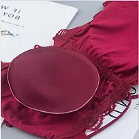 V2 FASHION Women's Cotton Lightly Padded Wire Free Bandeau Bra (lace tube_Black, Naviblue, Maroon_B)-thumb4