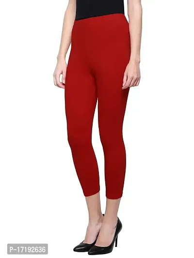 V2 FASHION Cotton Solid Stretchable Leggings for Women (Free Size 30-38) (Free, red)