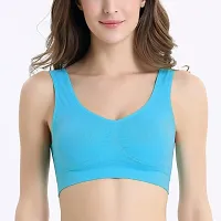 V2 FASHION Women's Nylon, Cotton Non-Padded Wire Free Sports Bra (Air S017_Black, C Green_Free Size)-thumb1