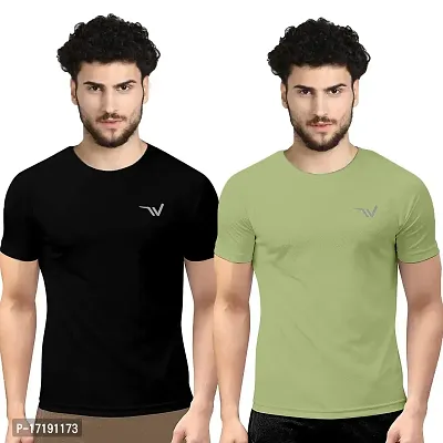 V2 FASHION Men's Round Neck Half Sleeves Regular Dry Fit Gym Sports T-Shirt (Pack of 2)