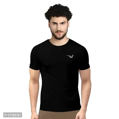 V2 FASHION Men's Round Neck Half Sleeves Regular Dry Fit Gym Sports T-Shirt (Pack of 2) Black-Grey-thumb3