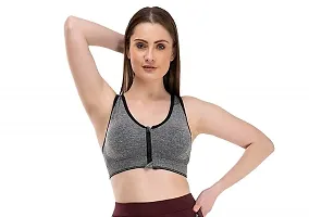 V2 FASHION Front Zip Sport Bra { Free Size 30 to 34 } (Black, Free)-thumb4