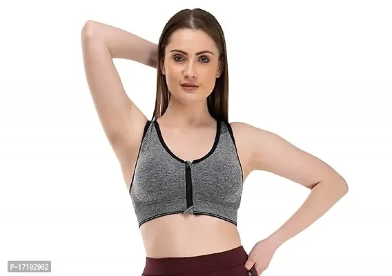 V2 FASHION Front Zip Sport Bra { Free Size 30 to 34 } (Black, Free)-thumb5