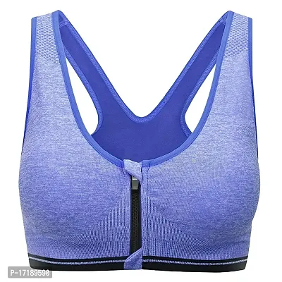 V2 FASHION Front Zip Sport Bra { Free Size 30 to 34 } (Blue, Free)