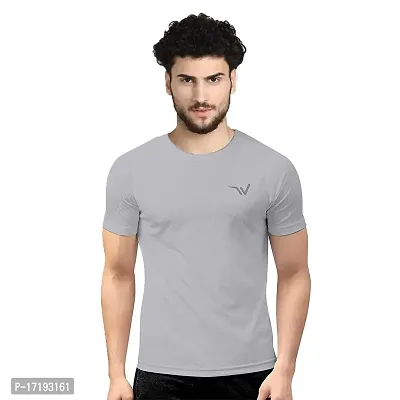 V2 FASHION Men's Round Neck Half Sleeves Regular Dry Fit Gym Sports T-Shirt (Pack of 2) Black-Grey-thumb2