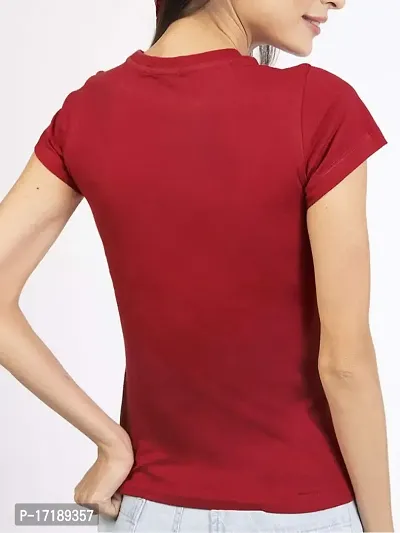 V2 FASHION Women  Girls Half Sleeve-Round Neck Cotton Lycra T-Shirt Branded Comfort-thumb2