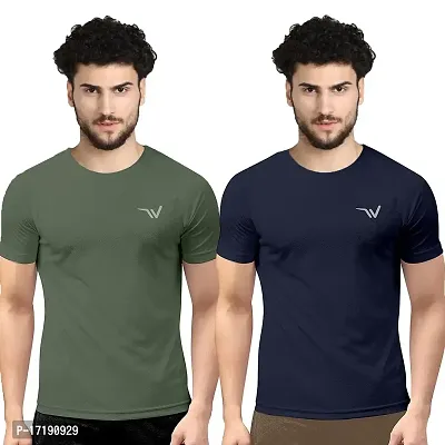 V2 FASHION Men's Round Neck Half Sleeves Regular Dry Fit Gym Sports T-Shirt (Pack of 2)