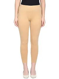 V2 FASHION Cotton Solid Stretchable Leggings for Women (Free Size 30-38) (Free, Skin)-thumb1