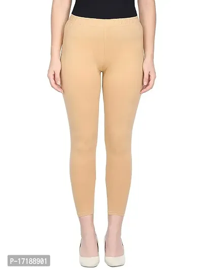 V2 FASHION Cotton Solid Stretchable Leggings for Women (Free Size 30-38) (Free, Skin)-thumb2