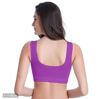 V2 FASHION Women's Nylon, Cotton Non-padded Wire Free Sports Bra (vsport_black, pink, purple_Free Size)-thumb5