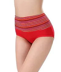 V2 FASHION Women's Multicolored - Panties - Cotton High Waist Tummy Control Panty-Pack of 2 (Free Size Up to 34 Waist) (Skin-Red)-thumb2